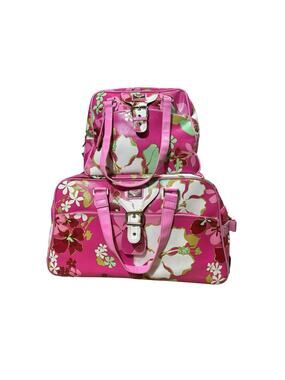 Vintage Y2K Roxy Rolling Duffle Bag And Overnight Bag Pink Floral Pattern